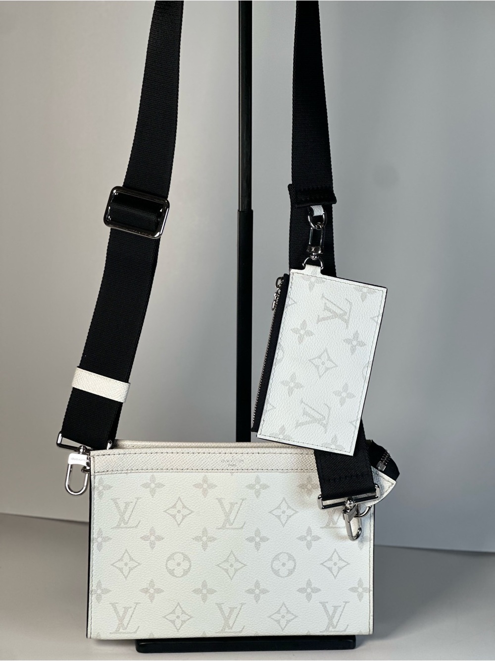 Authentic Louis Vuitton Gaston White & Black Monogram Crossbody